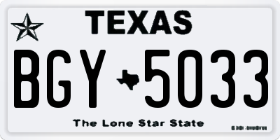 TX license plate BGY5033