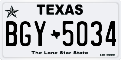 TX license plate BGY5034