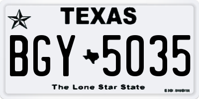 TX license plate BGY5035