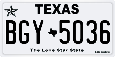 TX license plate BGY5036