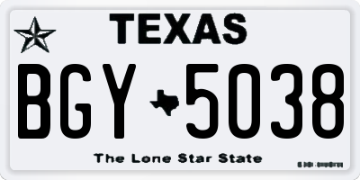 TX license plate BGY5038