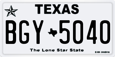 TX license plate BGY5040