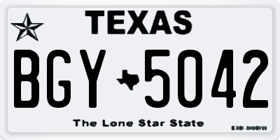 TX license plate BGY5042