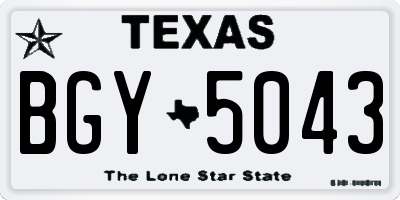 TX license plate BGY5043