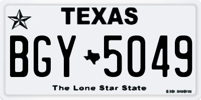 TX license plate BGY5049