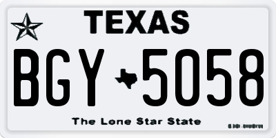 TX license plate BGY5058