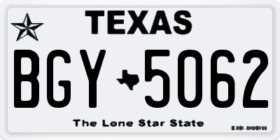 TX license plate BGY5062