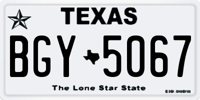 TX license plate BGY5067