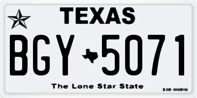 TX license plate BGY5071