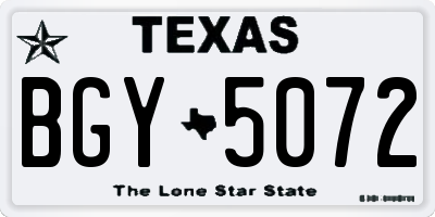 TX license plate BGY5072