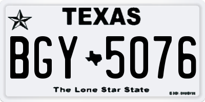 TX license plate BGY5076