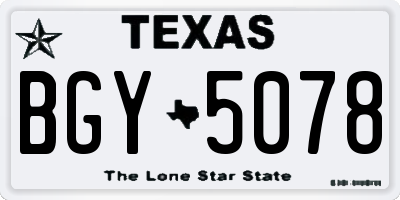TX license plate BGY5078