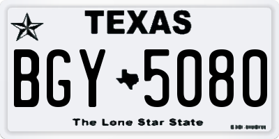 TX license plate BGY5080