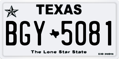 TX license plate BGY5081
