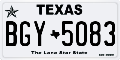 TX license plate BGY5083