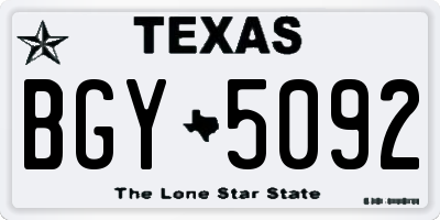 TX license plate BGY5092