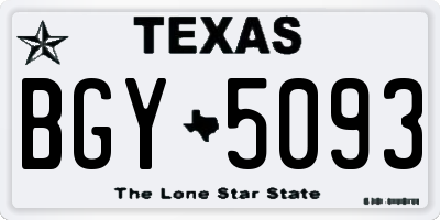 TX license plate BGY5093