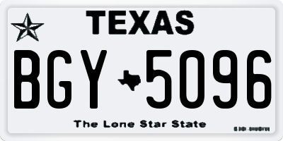 TX license plate BGY5096