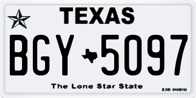 TX license plate BGY5097