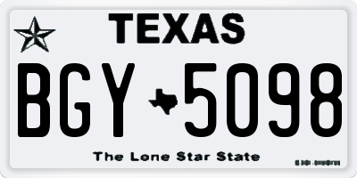 TX license plate BGY5098