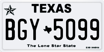 TX license plate BGY5099