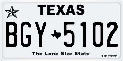 TX license plate BGY5102