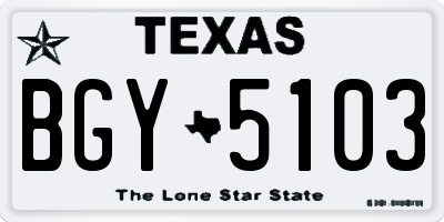 TX license plate BGY5103