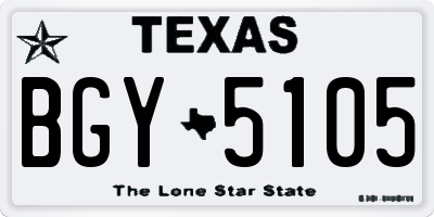 TX license plate BGY5105