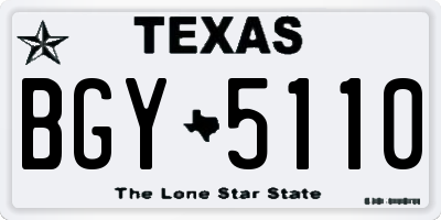 TX license plate BGY5110