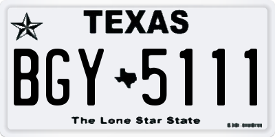 TX license plate BGY5111