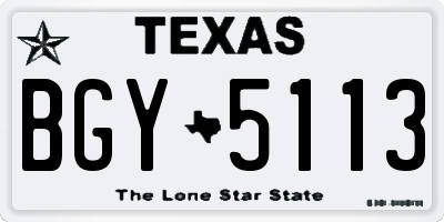 TX license plate BGY5113