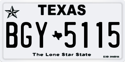 TX license plate BGY5115