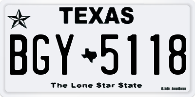 TX license plate BGY5118