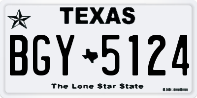 TX license plate BGY5124