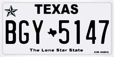 TX license plate BGY5147