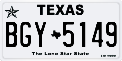 TX license plate BGY5149
