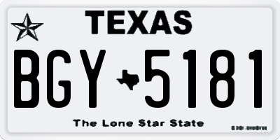 TX license plate BGY5181
