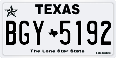 TX license plate BGY5192