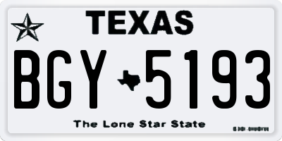 TX license plate BGY5193