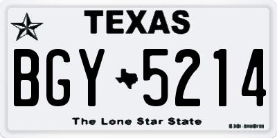 TX license plate BGY5214