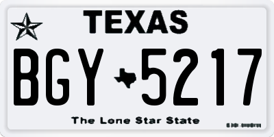 TX license plate BGY5217