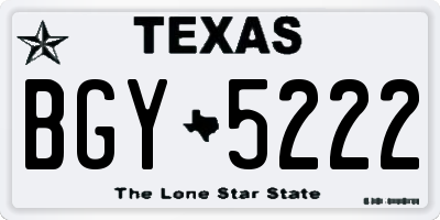 TX license plate BGY5222