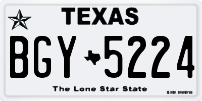 TX license plate BGY5224