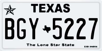 TX license plate BGY5227
