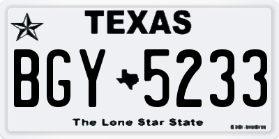 TX license plate BGY5233