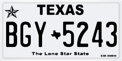 TX license plate BGY5243