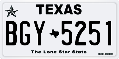 TX license plate BGY5251