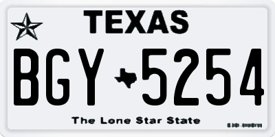 TX license plate BGY5254