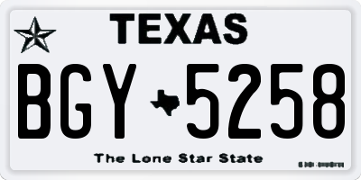 TX license plate BGY5258