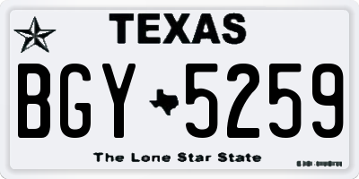 TX license plate BGY5259